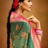 Demesne Green Kalamkari Printed Saree With Scrupulous Blouse Piece