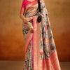 Adoring Beige Kalamkari Printed Saree With Scrupulous Blouse Piece