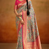 Mesmeric Beige Kalamkari Printed Saree With Vivacious Blouse Piece