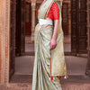 Lagniappe Pista Soft Banarasi Silk Saree With Lissome Blouse Piece