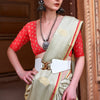 Lagniappe Pista Soft Banarasi Silk Saree With Lissome Blouse Piece