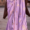Lagniappe Lavender Soft Banarasi Silk Saree With Lissome Blouse Piece