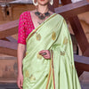Lagniappe Green Soft Banarasi Silk Saree With Lissome Blouse Piece