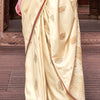 Lagniappe Beige Soft Banarasi Silk Saree With Lissome Blouse Piece