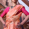 Lagniappe Peach Soft Banarasi Silk Saree With Lissome Blouse Piece