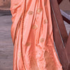 Lagniappe Peach Soft Banarasi Silk Saree With Lissome Blouse Piece