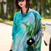 Jazzy Firozi Digital Printed Satin Silk Saree With Hypnotic Blouse Piece