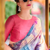 Incomparable Pink Digital Printed Satin Silk Saree With Majestic Blouse Piece