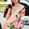Sempiternal Beige Digital Printed Satin Silk Saree With Confounding Blouse Piece