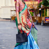 Scrumptious Sea Green Digital Printed Satin Silk Saree With Transcendent Blouse Piece
