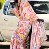 Confounding Baby Pink Digital Printed Satin Silk Saree With Felicitous Blouse Piece