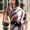 Splendorous Black and Beige Digital Printed Satin Silk Saree With Resplendent Blouse Piece