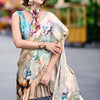 Enamoring Beige Digital Printed Satin Silk Saree With Resonant Blouse Piece