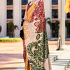 Energetic Beige Digital Printed Satin Silk Saree With Skinny Blouse Piece