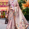 Charming Dark Beige Digital Printed Satin Silk Saree With Smart Blouse Piece