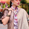 Charming Dark Beige Digital Printed Satin Silk Saree With Smart Blouse Piece