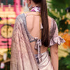 Charming Dark Beige Digital Printed Satin Silk Saree With Smart Blouse Piece