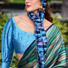 Glorious Rama Digital Printed Satin Silk Saree With Entrancing Blouse Piece