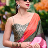 Palimpsest Grey Digital Printed Satin Silk Saree With Delectable Blouse Piece