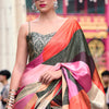 Palimpsest Grey Digital Printed Satin Silk Saree With Delectable Blouse Piece