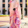 Magnificat Baby Pink Digital Printed Satin Silk Saree With Incredible Blouse Piece