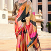 Pleasurable Multicolor Digital Printed Satin Silk Saree With Amiable Blouse Piece