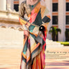 Pleasurable Multicolor Digital Printed Satin Silk Saree With Amiable Blouse Piece