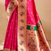 Capricious Dark Pink Paithani Silk Saree With Opulent Blouse Piece