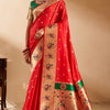 Ephemeral Red Paithani Silk Saree With Preferable Blouse Piece