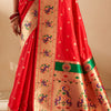 Ephemeral Red Paithani Silk Saree With Preferable Blouse Piece