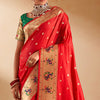 Ephemeral Red Paithani Silk Saree With Preferable Blouse Piece