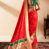 Ephemeral Red Paithani Silk Saree With Preferable Blouse Piece