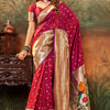 Ailurophile Wine Paithani Silk Saree With Embrocation Blouse Piece