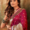Ailurophile Wine Paithani Silk Saree With Embrocation Blouse Piece