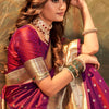 Ailurophile Wine Paithani Silk Saree With Embrocation Blouse Piece