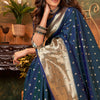 Embrocation Navy Blue Paithani Silk Saree With Fancifull Blouse Piece