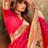 Most Stunning Dark Pink Paithani Silk Saree With Angelic Blouse Piece