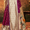 Glowing Purple Paithani Silk Saree With Wonderful Blouse Piece