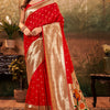 Amazing Red Paithani Silk Saree With Sizzling Blouse Piece