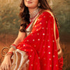 Amazing Red Paithani Silk Saree With Sizzling Blouse Piece