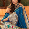 Flameboyant Blue Paithani Silk Saree With Bewitching Blouse Piece