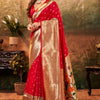 Angelic Red Paithani Silk Saree With Conflate Blouse Piece