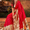 Angelic Red Paithani Silk Saree With Conflate Blouse Piece