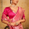 Dazzling Pink Soft Banarasi Silk Saree With Designer Blouse Piece