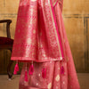 Dazzling Pink Soft Banarasi Silk Saree With Designer Blouse Piece