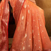 Flamboyant Peach Soft Banarasi Silk Saree With Exquisite Blouse Piece