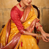 Flameboyant Yellow Soft Banarasi Silk Saree With Adoring Blouse Piece