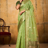 Mesmeric Green Soft Banarasi Silk Saree With Engrossing Blouse Piece