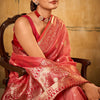 Beautiful Tomato Soft Banarasi Silk Saree With Mesmerising Blouse Piece