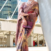 Lovely Brown Digital Printed Soft Silk Saree With Skinny Blouse Piece